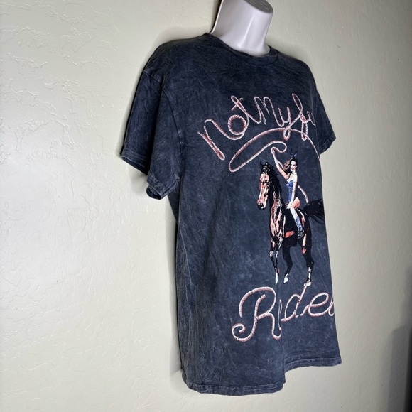 PLAYBOY Bunny Cowgirl Acid Wash Graphic Western Tee T-shirt Y2k Nwt - Picture 8 of 12